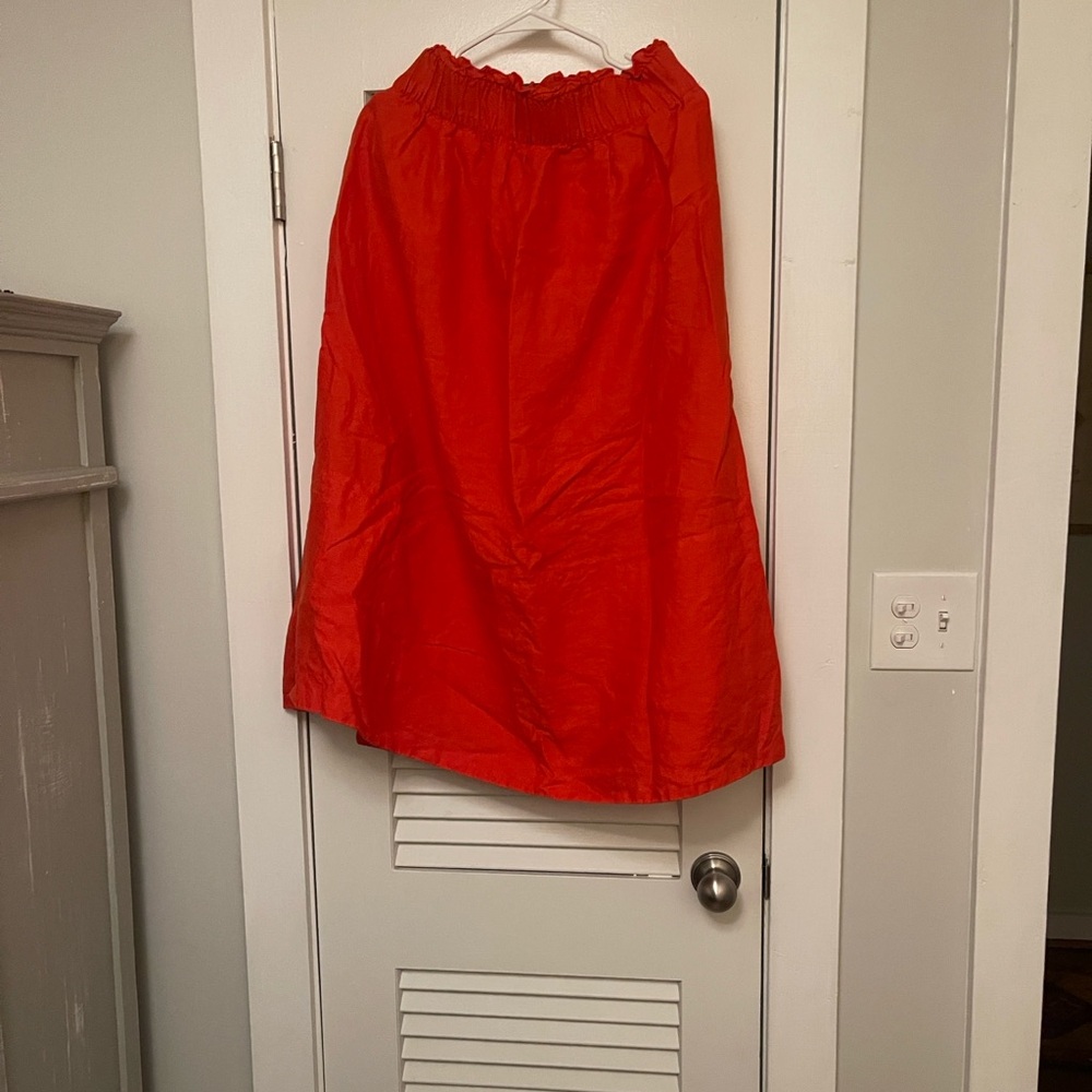 Banana Republic Red Midi A-Line Skirt Ruched